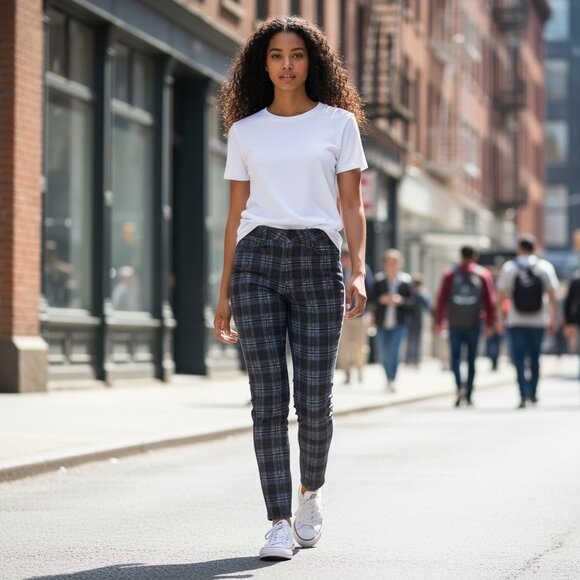 Paige Womens Hoxton Ankle Jeans Black Plaid Size 25 - Picture 1 of 8